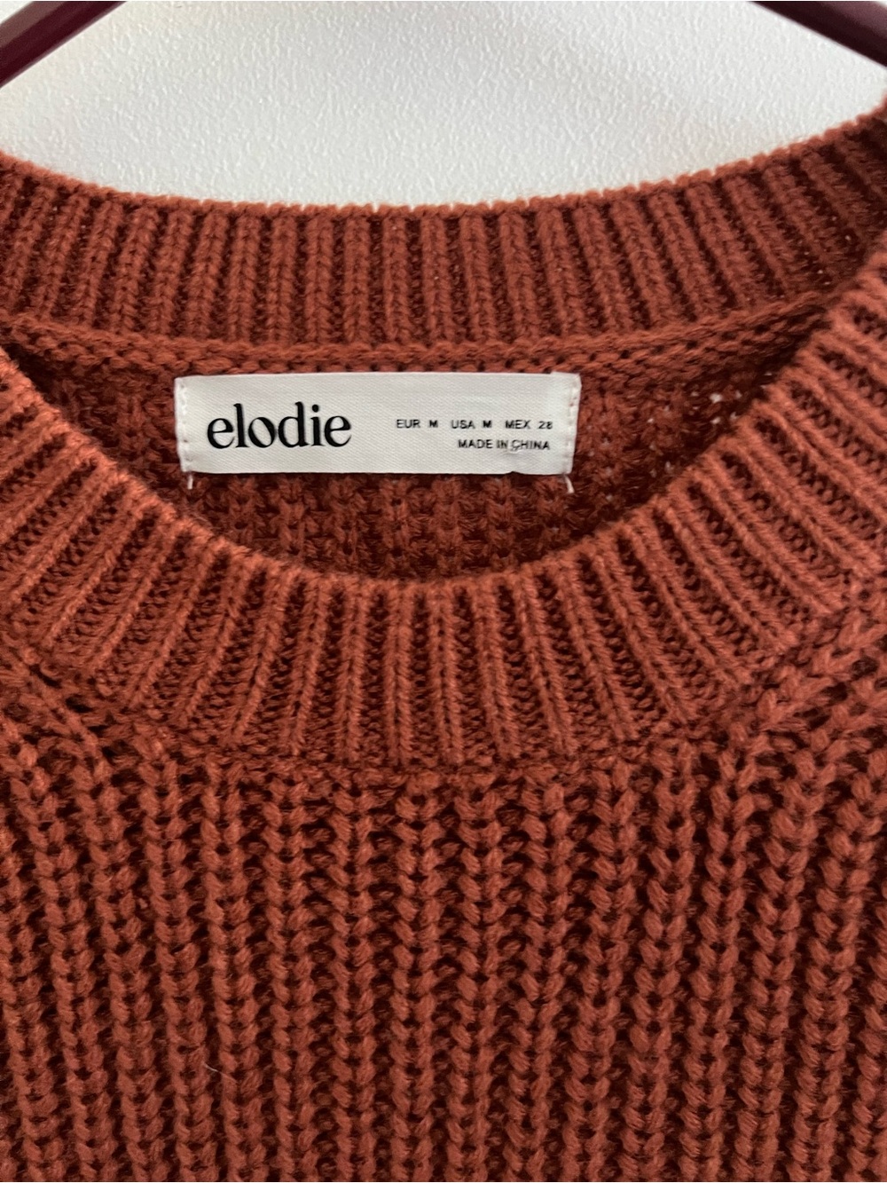 Elodie Women's Burnt Orange Ribbed Crewneck Sweater
